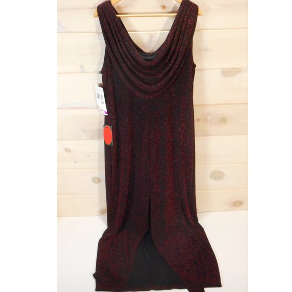 NWT Onyx-Nite Eveningwear Dress Plus size 20W Black Red Metallic Shimmer Stretch - Picture 3 of 9